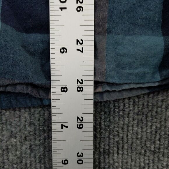 Ascend Size Mens L Blue Gray Plaid Button Up Long Sleeve Shirt Front Flap Pocket - Picture 5 of 12